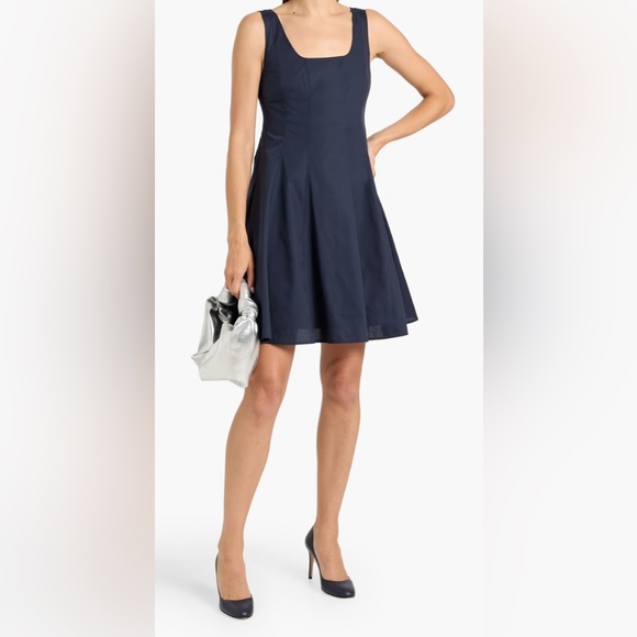 NWOT- Navy Theory Fit and Flare Dress in Sleek Poplin - Size 6 - Picture 3 of 10